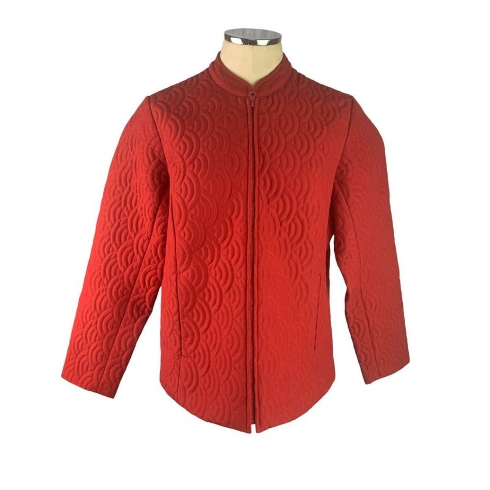 Small Laura Ashley Women's Red Full Zip Quilted Jacket Polyester Fill